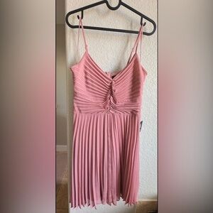 Express Pink Pleated Mini Dress